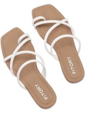 Women's White Summer Flat Toe Ring Thong Open Toe Cross Strap Fashion Shoes